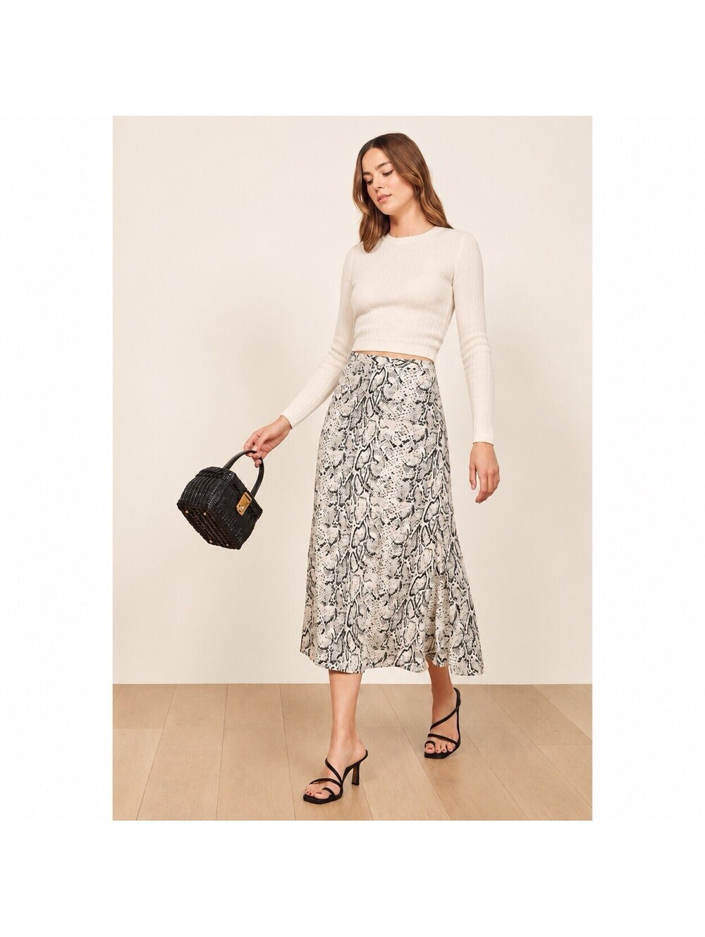 Reformation Bea Midi Skirt in Rattlesnake